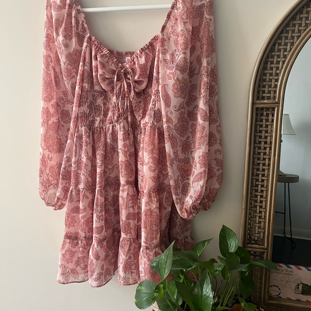 Joe Fresh Pink Floral Smocked Tulle Dress